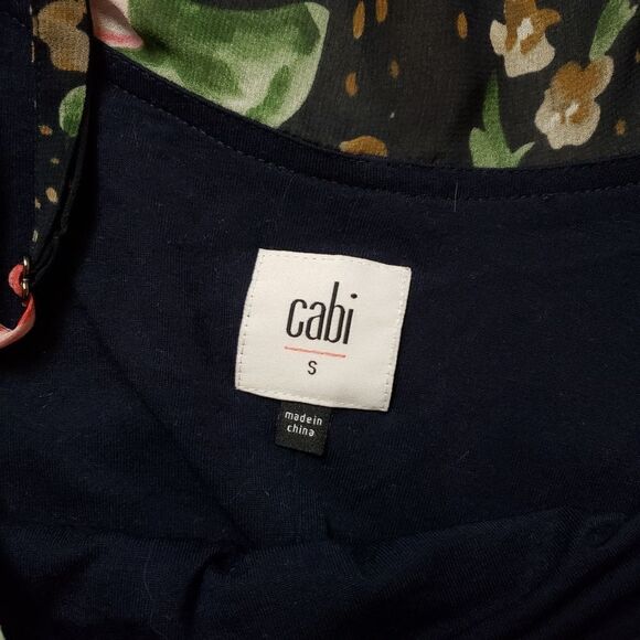 Cabi 5220 Fairytale Navy Pink Floral Cold Shoulder Ruffle Sleeve - Picture 5 of 7